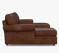 Pearce Roll Arm Leather U-Shaped Chaise Sectional (140")