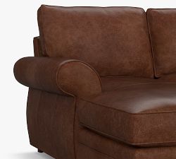 Pearce Roll Arm Leather U-Shaped Chaise Sectional (140")