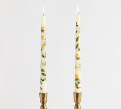 Hand Painted Taper Candles - Set of 2