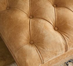 Edgewood Tufted Leather Ottoman