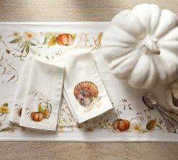 Bedford Harvest Turkey Cotton/Linen Napkins - Set of 4