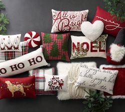 Dog with Lights Embroidered Lumbar Pillow Cover