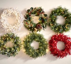 Faux Lit White Berry Wreath