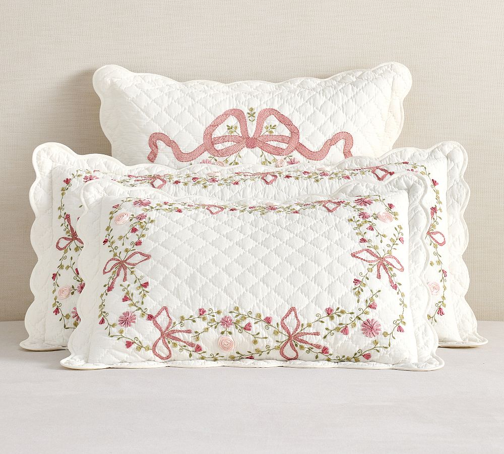LoveShackFancy Bow Embellished Quilted Sham by Pottery Barn