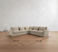 Westwood Slim Arm Deep Seat 3-Piece L-Shaped Wedge Sleeper Sectional (129")