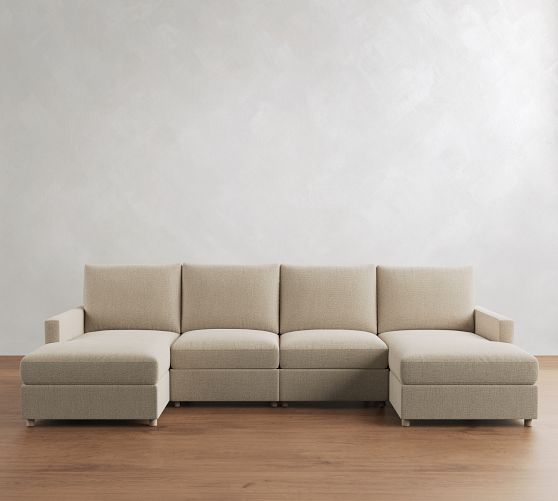 Westwood Slim Arm Power Reclining Double Chaise Sectional (136"-160") by Pottery Barn