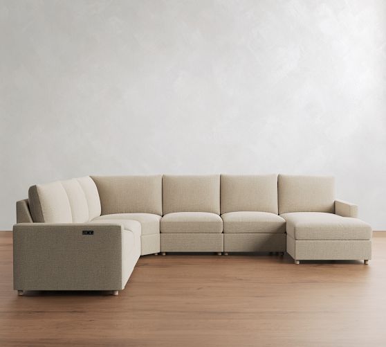 Westwood Slim Arm Power Reclining L-Shaped Chaise Sectional (148"-160") by Pottery Barn