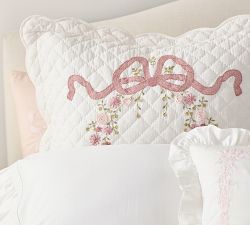 LoveShackFancy Bow Embellished Quilted Sham