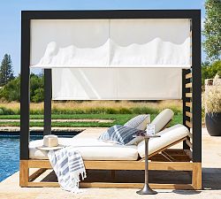 Malibu Metal &amp; Teak Outdoor Daybed with Canopy