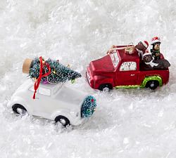 Mercury Glass Christmas Truck Ornaments