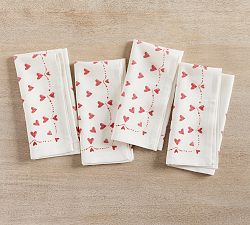 Painted Hearts Cotton/Linen Napkins - Set of 4