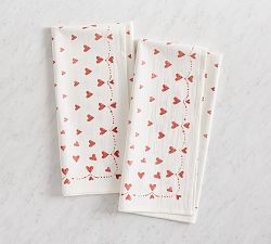 Painted Hearts Cotton Tea Towels - Set of 2
