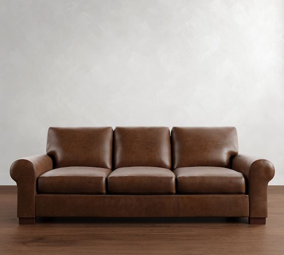 Turner Roll Arm Leather Sleeper Sofa (64"-88") by Pottery Barn