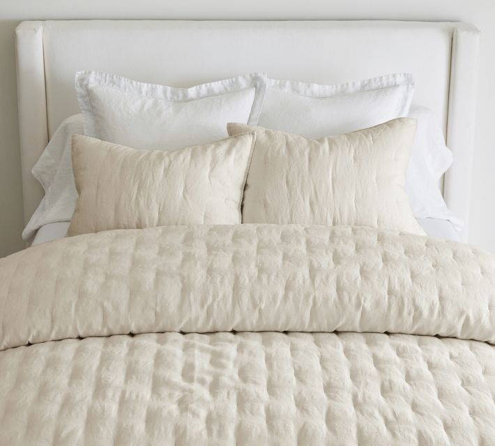 Belgian Flax Linen Tufted Quilted Sham | Pottery Barn