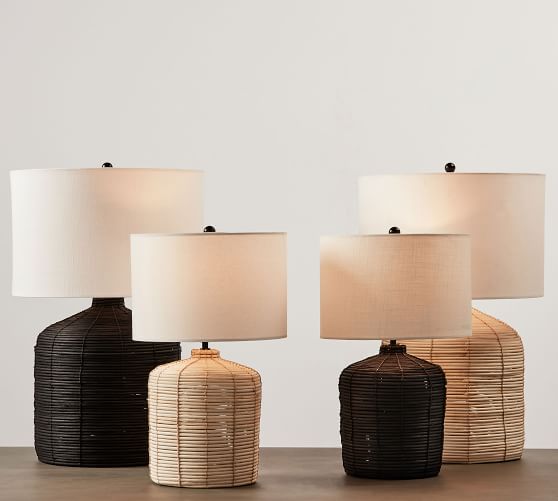 Cambria Rattan Table Lamp (21"-26")