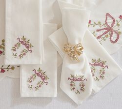 LoveShackFancy Embroidered Bow Napkins - Set of 4