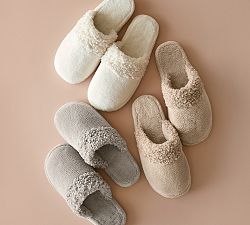 Teddy Faux Fur Trim Slippers