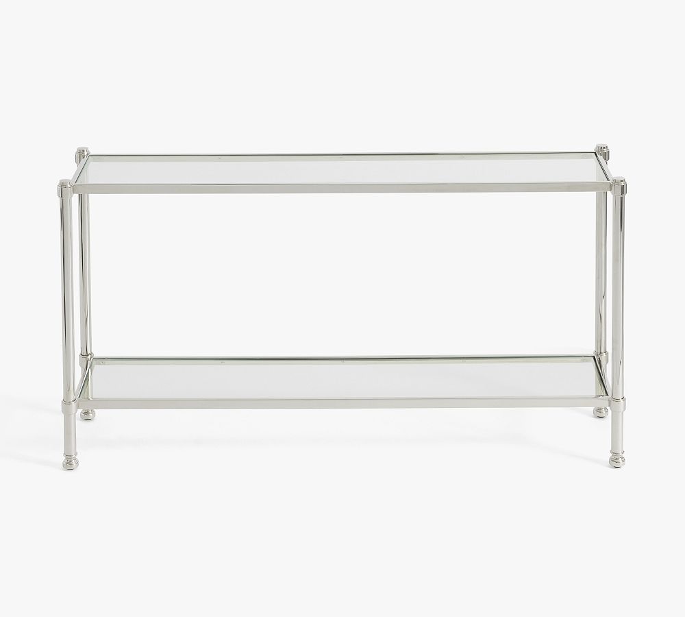 Everson Glass Console Table (58.5") - Polished Nickel