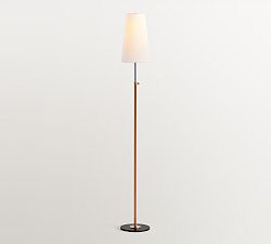 Open Box: Harrison Leather Wrapped Floor Lamp (50") - White, Bronze &amp; Vintage Brass