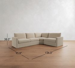 Westwood Slim Arm Slipcovered 3-Piece Wedge Sleeper Sectional (124")