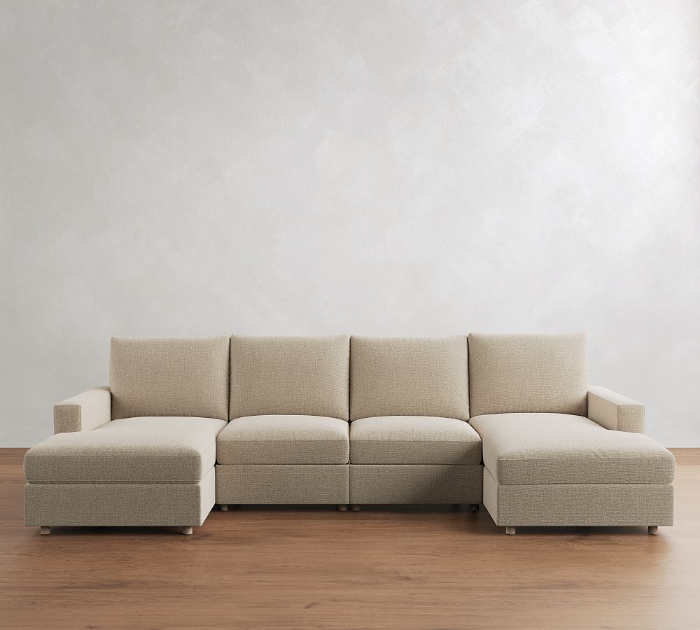 Westwood Square Arm Power Reclining Double Chaise Sectional (141"-165") by Pottery Barn
