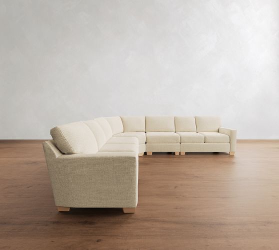 Buchanan Modern Square Arm 5-Piece Curved Wedge Sectional (148") by Pottery Barn