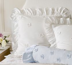 LoveShackFancy White Embellished Rosette Sham