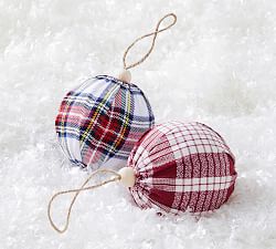 Plaid Fabric Ball Ornaments