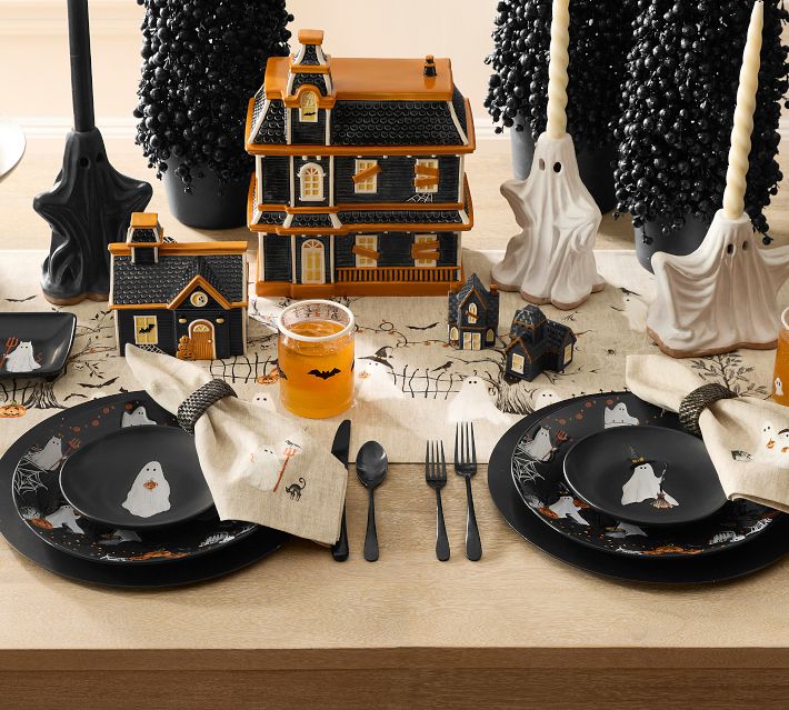 Scary Squad Stoneware Appetizer Plates - Mixed Set of 4 | Pottery Barn