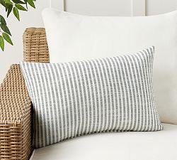 Open Box: Performance Petite Striped Outdoor Pillow, 16" x 24" - Charcoal