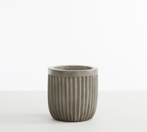 Concrete Fluted Planter, Grey, 6.69