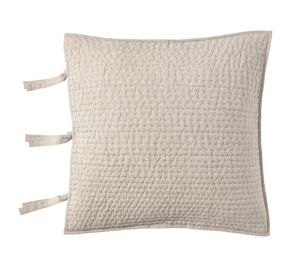Pick-Stitch Handcrafted Cotton Linen Quilted Sham - Warm Gray, Euro