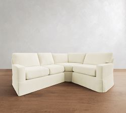 Buchanan Modern Square Arm Slipcovered 3-Piece Curved Wedge Sectional