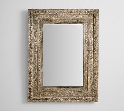 Open Box: Aarya Carved Wall Mirror, 38"L x 50"W - Graywash