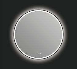 Open Box: Dion Round Lighted LED Mirror, 30" - Matte Black