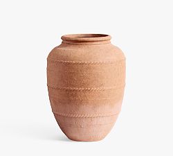Open Box: Sienna Fiber Stone Outdoor Planter, Tall Urn, 30"H - Terracotta