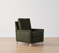 Open Box: Tyler Square Arm Leather Tall Manual Recliner with Nailheads (41") - Vintage Hunter, Seadrift