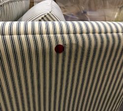 Open Box: Buchanan Square Arm Upholstered Swivel Armchair - Vintage Pinstripe Navy