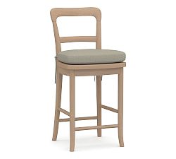 Open Box: Cline Stool Cushion - Performance Heathered Canvas Flax