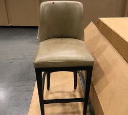 Open Box: Layton Leather Bar Stool (31.5") - Legacy Taupe, Blackened Oak