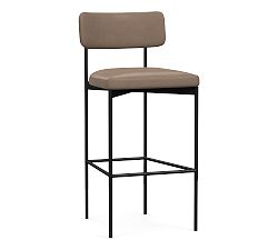 Open Box: Maison Leather Bar Stool, 30" - Legacy Taupe, Antique Bronze