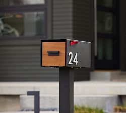Post &amp; Porch Malone Post Mounted Mailbox with Wood Door