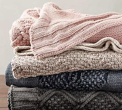 Stonewashed Cable Knit Throw