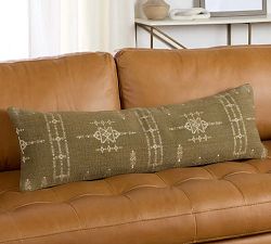 Wes Embroidered Cotton Lumbar Pillow