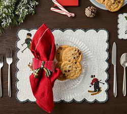 Holiday Skier Handcrafted Beaded Placemats, Set of 4