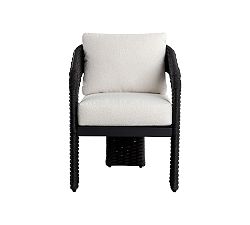 Open Box: Arden Rattan Outdoor Dining Armchair with Cushion - Cream, Black Finish
