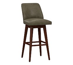 Open Box: Layton Leather Swivel Bar Stool (31.5") - Gravel Graphite, Mahogany