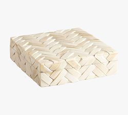 Open Box: Rylie Bone Decorative Box, 9"L - White