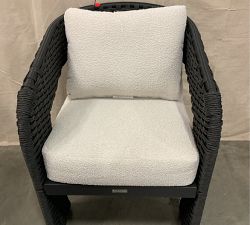 Open Box: Arden Rattan Outdoor Dining Armchair with Cushion - Cream, Black Finish