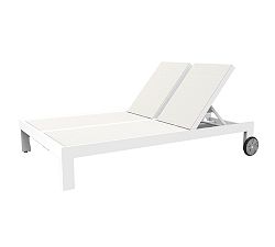Canva Metal Sling Outdoor Double Chaise Lounge with Wheels
